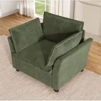 OKWISH Fauteuil 90 x 81 x 87 cm - 1-Zits Lees- en Relaxstoel met Armleuningen en 2 Kussens - Voor Woonkamer of Kantoor - Chenille - Groen