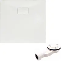 Badland Bad Land VIDAR douchebak - vierkant - 80 x 80 x 3,2 cm - wit - met afvoerset