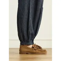 Manfield - Dames - Cognac suède loafers - Maat 38