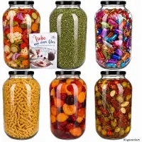 MamboCat 6-delige set inmaakpotten 4,25L TO 100 zwarte deksels inclusief Diamant Gelierzauber receptenboekje