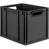 Schäfer Shop Stapelbak Eurobox - serie Economy - kunststof - B 400 x D 300 x H 320 mm - 30 l - open handgrepen - antraciet - ons merk Schaefer Shop Pure