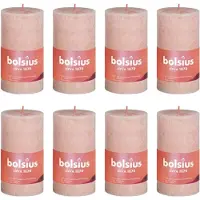 Bolsius Stompkaarsen Shine 8 st rustiek 100x50 mm mistroze