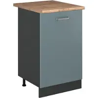 Vicco Keukenonderkast R-Line, Blauw-grijs/Antraciet, 50 cm goudkleurig eiken werkblad