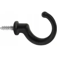 ATM Zwarte Matten Houten Meubelkapstok Haak met Schroef
