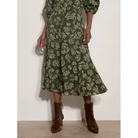 Apricot Midi-rok met A-lijn en folkloristische bloemenprint