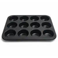 KOZIE Muffinvorm voor 12 Muffins – PFAS-vrij – Anti-aanbak Bakvorm – Cupcakevorm – Metaal – Antraciet
