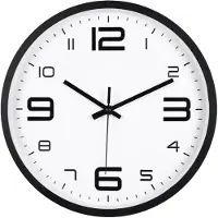 IvoQ 3D Wandklok Modern - Stil Uurwerk - Goed Leesbaar - Analoge Muurklok - Zwart/Wit - 30 cm