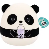 Squishmallows - Medium Plush - (Stanley - Black and White Panda W/Boba) - 30cm