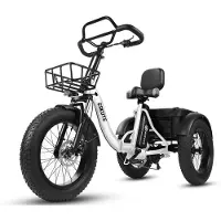 SmartAI Opvouwbaar Elektrisch Driewieler – 250W Dik Klapfiets E-Bakfiets – 48V 20.8Ah Accu – 20"x4.0" Vetbanden – 7 versnellingen – 130km Bereik – 20 Inch Elektrische vouwfietsen – Wit