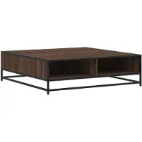 vidaXL Salontafel, bruin, eikenlook, 100x100x30 cm, houtvezel, metaal
