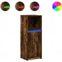 vidaXL LED-zijtafel, gerookt eikenfineer, 38x34x100 cm, houtvezelplaat