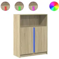 vidaXL LED-zijtafel Sonoma-eik, 77x34x100 cm, houtvezel
