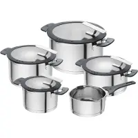 Vali Pannenset - Met Ingebouwde Zeef in Het Deksel – Geschikt voor Inductiekookplaten - Zilver en Zwart - 62cm x 36cm x 28cm