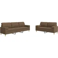 vidaXL 2-delige Loungeset met sierkussens stof bruin