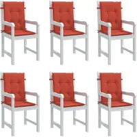 vidaXL Stoelkussens 6 st lage rug 100x50x4 cm stof gemêleerd rood