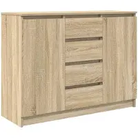 vidaXL Dressoir met lades 100,5x35x76cm spaanplaat sonoma eikenkleurig