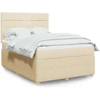 vidaXL Boxspring met matras stof crèmekleurig 160x200 cm
