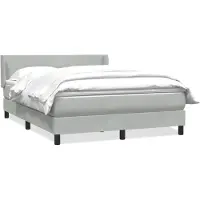 vidaXL Boxspring met matras fluweel lichtgrijs 160x210 cm