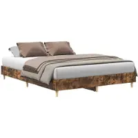 vidaXL Bedframe zonder matras 140x200 cm spaanplaat gerookt eiken