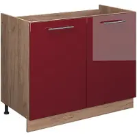 Vicco Wastafelkast Fame-Line, Bordeauxrode hoogglans/Goudkleurig Eiken, 100 cm zonder werkblad