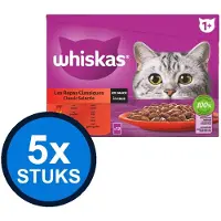 Whiskas 5x - 1+ Adult Classic Selectie in Saus Multipack - Kattenvoer Natvoer - 12x85g