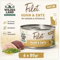Wildes Land Filet Kip & Eend met Erwten & Peterselie - Katten natvoer - 6x80gr