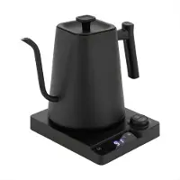 Happiq Elektrische Waterkoker met LED Display – RVS Gooseneck Waterkoker met Basis – Precisie Schenktuit voor Thee en Koffie – Geschikt voor Kantoor en Hotel – Zwart
