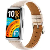 Strap-it Leren bandje geschikt voor Huawei band 11 / Huawei band 11 Pro - Beige