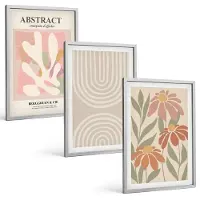 Tulup 4-Delige Schilderij Set - Abstracte vormen met plantmotieven in pastelkleuren. - 40 x 60 cm - Wanddecoratie - Woonkamer Decoratie - Stijlvolle Muurdecoratie