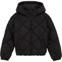 We fashion quilted gewatteerde jas - zwart Meisjes Polyester Capuchon Effen - maat 134/140