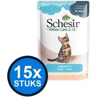Schesir 15x Kitten Care 3-12 pouch gelei tonijn 85gr