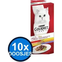 Gourmet 10x - Mon Petit Duo Vlees 6x50g - Kattenvoer Natvoer - 300g