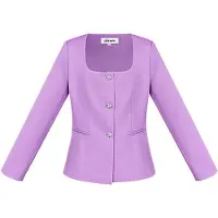 Gimme Elegante Polyester Vrouwen Jas met Rechthoekige Halslijn - Lila - Maat S