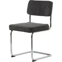 Nest of Nora Set van 4 - Eetkamerstoelen Adam - Ribstof met chroom poten - Grijs