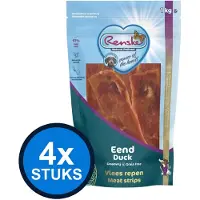 Renske 4x - Gezonde beloning vlees strip eend 1kg - Hondenvoer Snacks - 1 kg