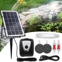 VHV - Zuurstofpomp vijver - Vijverbeluchter zonne energie - Solar luchtpomp - Luchtpomp vijver - 3 standen - 4000mAh - Oplaadbaar - Voor aquarium en tuinvijver - Zwart
