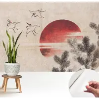 Wallfluent Zelfklevend Behang - Bos Oost Stickerbehang op rol - 208x146 cm - Wit Zelfklevend Behang - Herpositioneerbaar - Voor de woonkamer, slaapkamer en kantoor Zelfklevend Behang