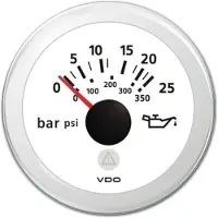 VDO View Line 10-184ohm Double Scale Engine Oil Pressure Instrument 0-25bar Zilver 52 mm