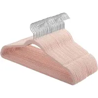 Hoppa! Set van 30 fluwelen hangers, 42 cm lang, dun en duurzaam, hoog draagvermogen, met 360 draaibare haken, voor jassen, overhemden, pakken, roze