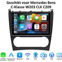 Junsun Android 15 Draadloos Carplay & Android Auto Autoradio Geschikt voor Mercedes Benz C-Klasse W203 CLK C209 GPS-Navigatiesystem - 9 inch Touchscreen - Bluetooth - WIFI - RDS - FM - DSP - 2GB+64GB