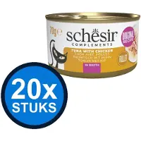 Schesir 20x Complementary kat blik bouillon tonijn&kip 70gr