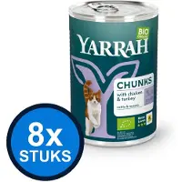 Yarrah 8x cat bio blik brokjes saus kip&kalkoen 405gr