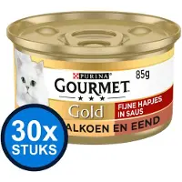 Gourmet 30x - Gold Fijne Hapjes Kalkoen & Eend - Kattenvoer Natvoer - 85 g