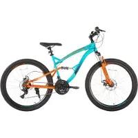 Happiq Mountainbike – Voor heren en dames / volwassenen – 21 versnellingen, volledige vering, dubbele schijfrem – 66 cm, blauw