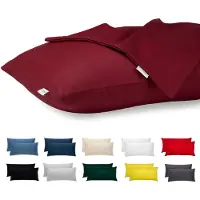 Famanu – Kussensloop set van 2, 30x50 cm, 100% jersey katoen, 150 gsm, met ritssluiting, hypoallergeen en ademend, bordeauxrood