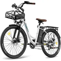 Fafrees Elektrische Fiets - 36V 25AH Accu - Actieradius Tot 120 Km- Elektrische Stadsfiets -Shimano 7 Versnellingen - LCD Display - Mechanische Schijfremmen - City Commuter E-Bike - Wit