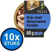 Sheba 10x - Filets Kip & Tonijn in Saus - Kattenvoer Natvoer - 60 g