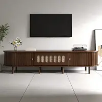 MODFU - Tv-Meubel - Klepdeur En Roldeuren - Retro - Woonkamer - MDF - Walnootkleur - 180x40x40 Cm