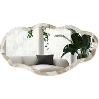 Wallfluent Visgraatbladeren Spiegel - Beige Stijlvolle Wandspiegel - Organische Spiegel - Badkamer, Slaapkamer, Woonkamer - Scandinavisch - 45x90 cm - Totale afmeting 52x97 cm