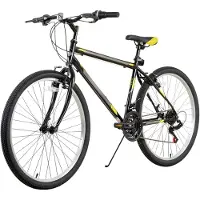 Happiq Mountainbike – Voor volwassenen, heren en dames – 24/26 inch (61/66 cm), 21 snelheden, koolstofstaal frame, sport-MTB – Black-24 Inch-21